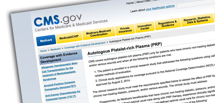 CMS Issues Instructions for PRP Coverage Study