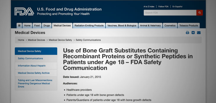 FDA Issue “Safety Communication” Over Certain Bone Graft Substitutes