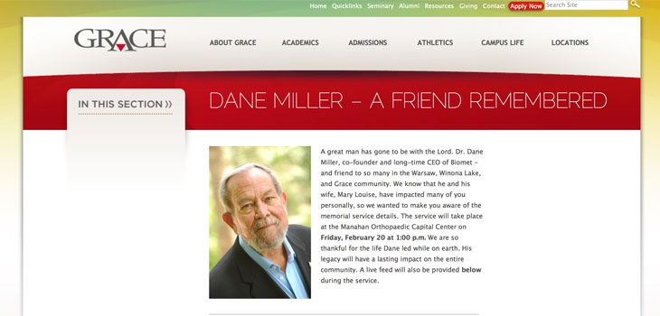 View Live Dane Miller Memorial Service Here