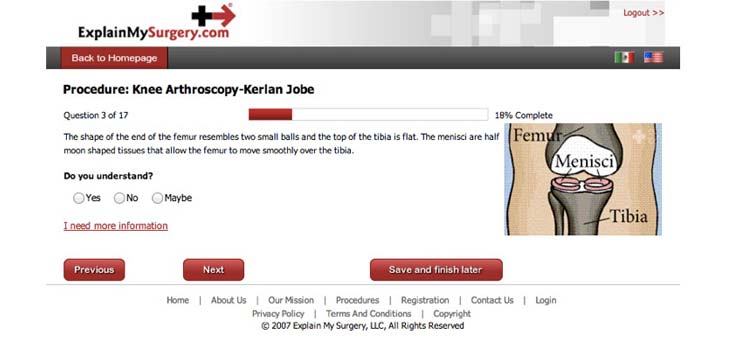 Web Learning Increases Patient Understanding of Knee Surgery