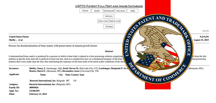 Bacterin Receives Patent for Bone Matrix