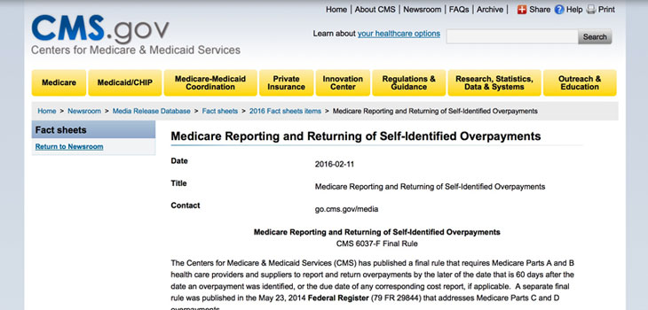 New Rules for Returning Medicare Overpayments