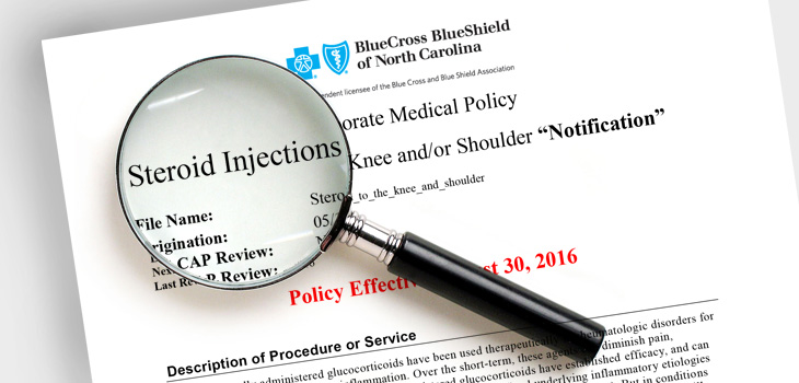 BCBS of North Carolina Deems Knee Steroid Injections Investigational