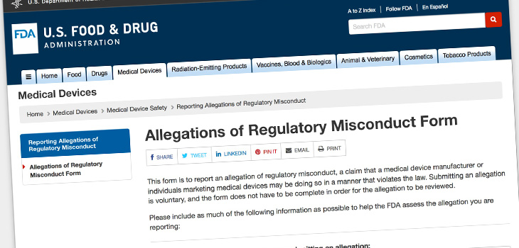 FDA Sets Up “Allegations of Regulatory Misconduct” Website