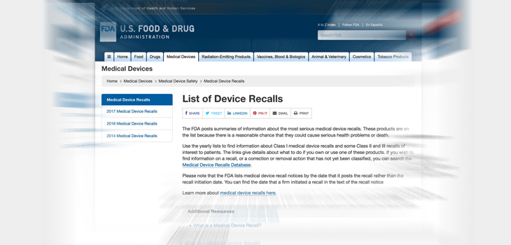 FDA Speeds Up Device Recall Postings