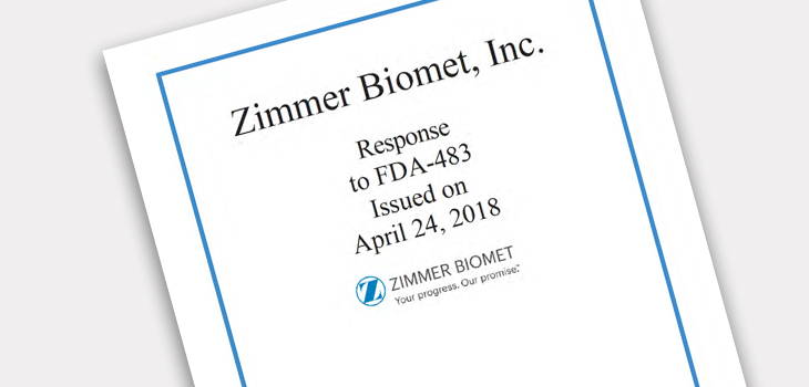 Zimmer Biomet Disputes Latest FDA Inspection